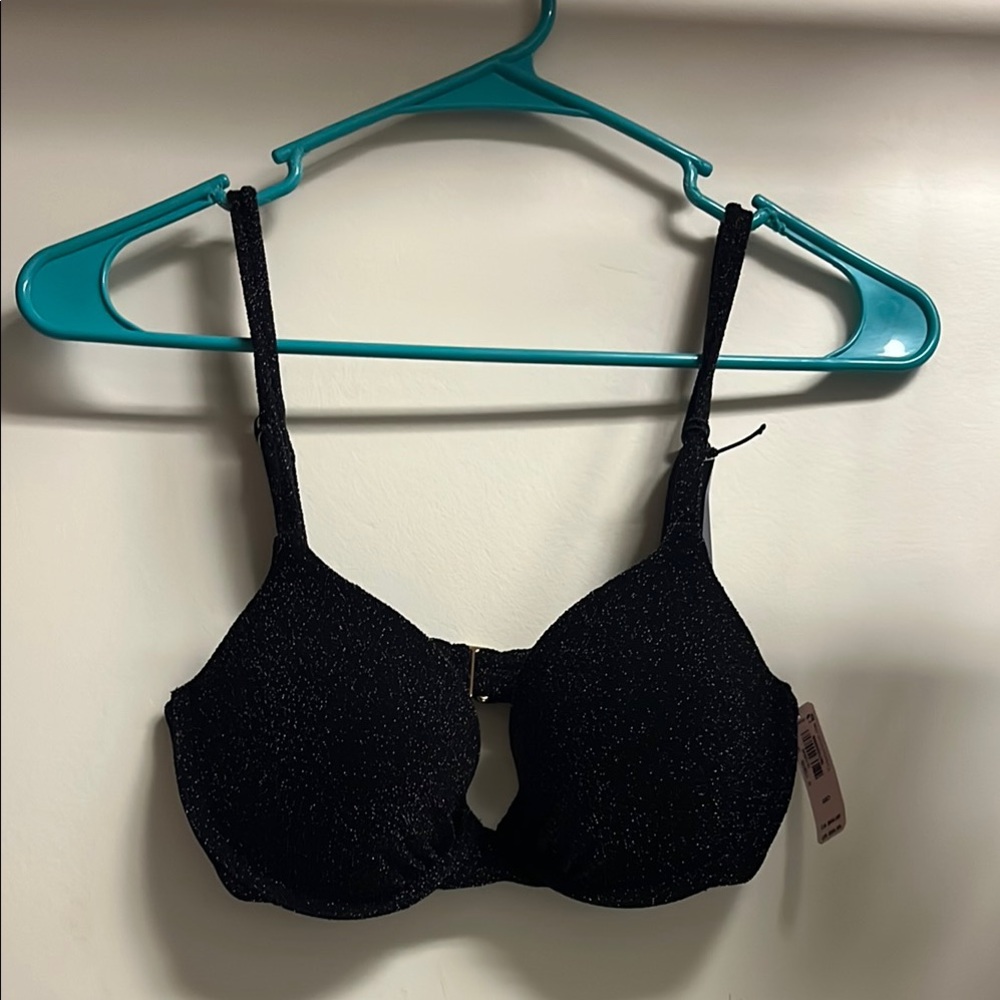 Victoria’s Secret 32 D sparkly black bikini top new with tags